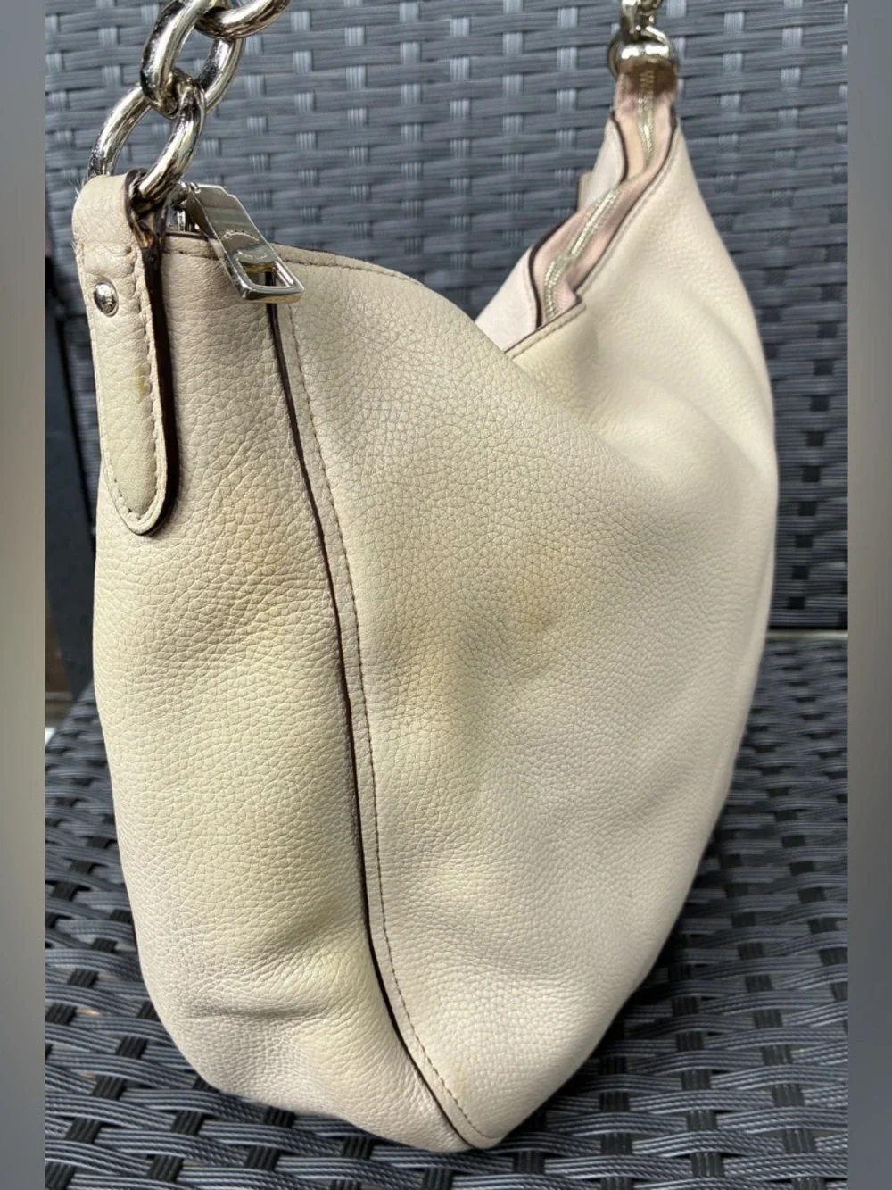 Coach Pebbled Leather Shoulder Bag in gray